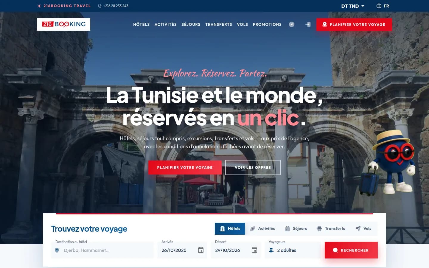 216Booking Travel — Accueil du site