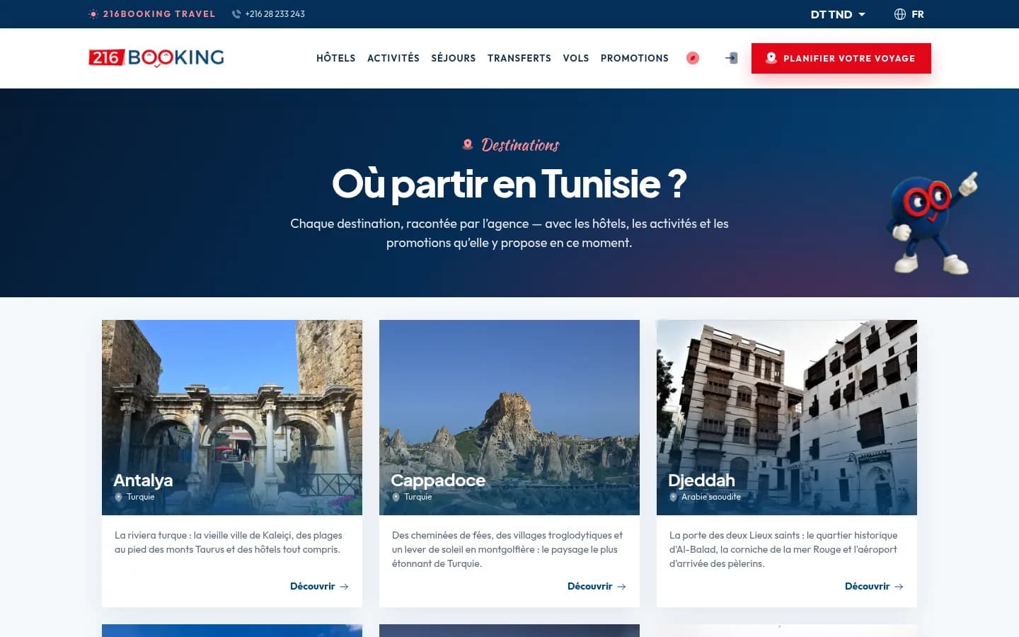 216Booking Travel — Destinations