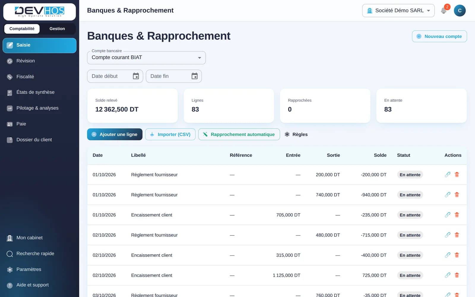 Compta TN — Banque et rapprochement