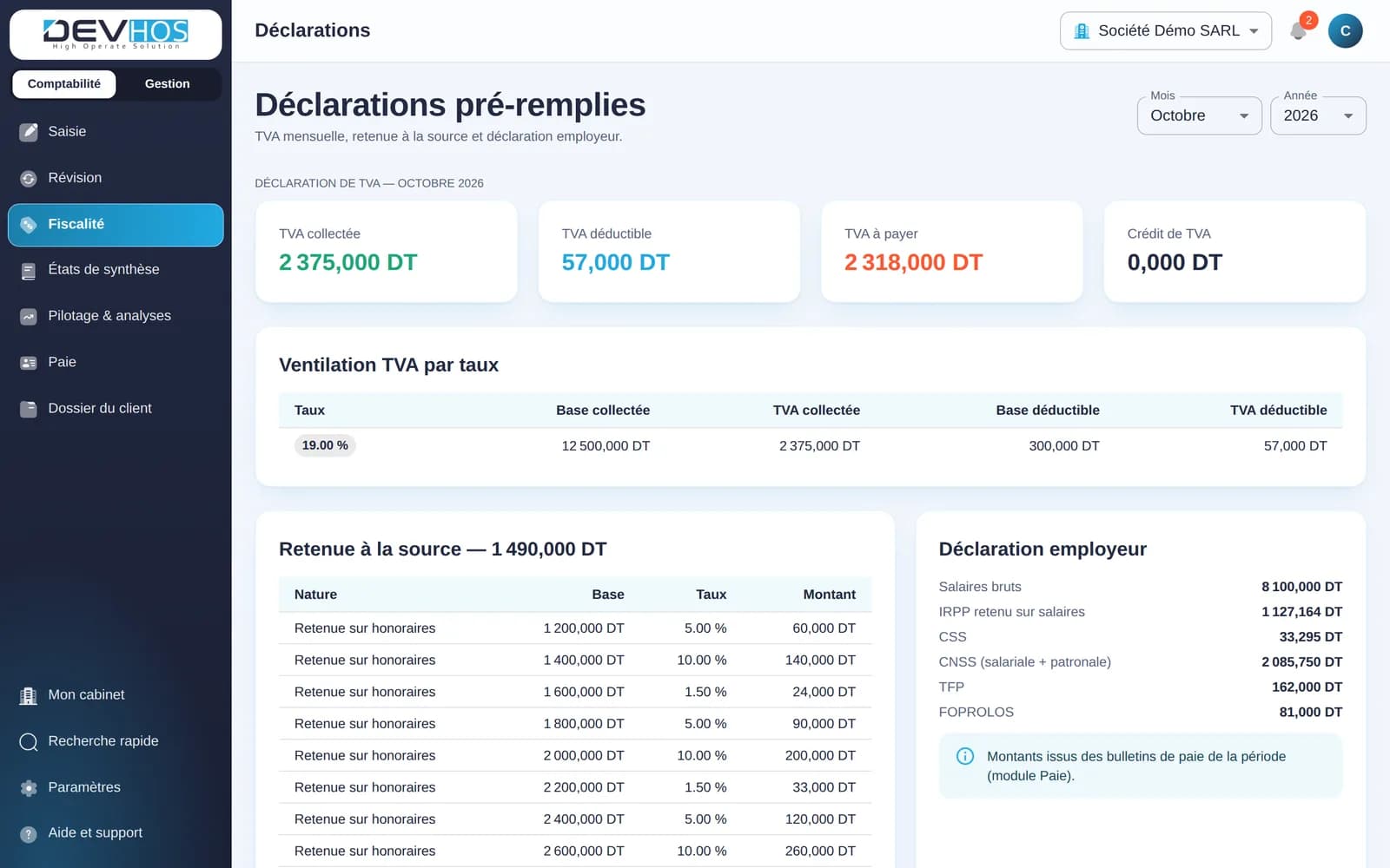 Compta TN — Déclarations fiscales pré-remplies