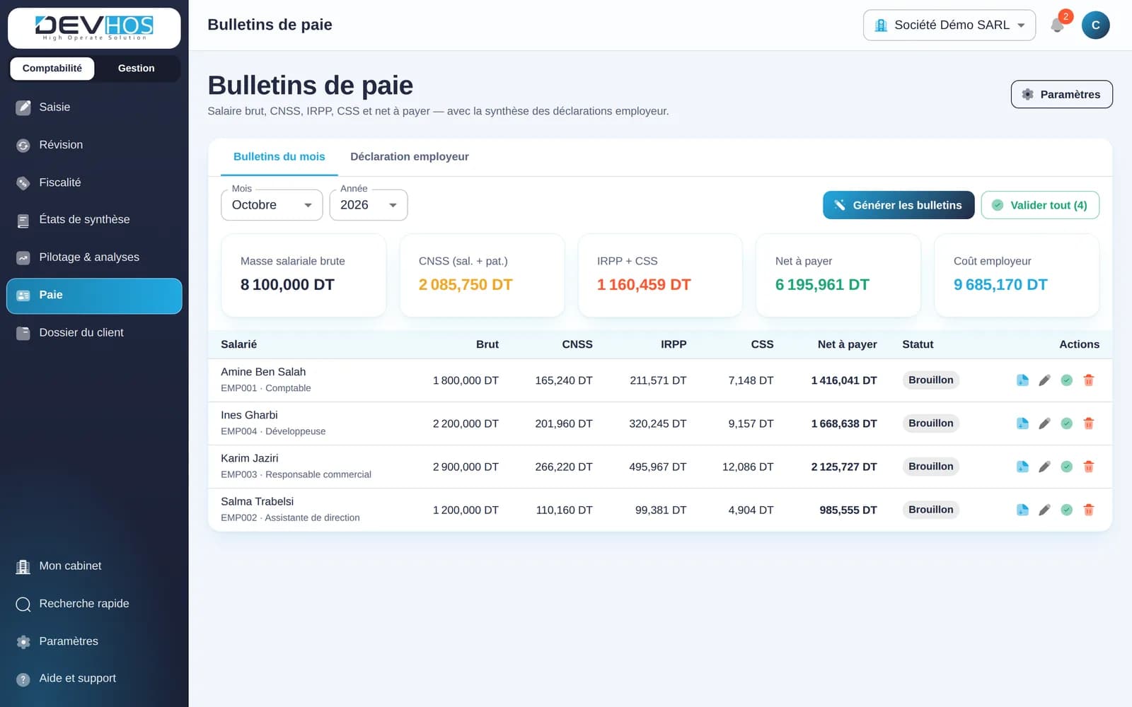 Compta TN — Bulletins de paie