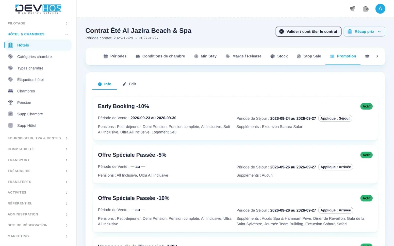 Devhost Travel — Contrat — promotions
