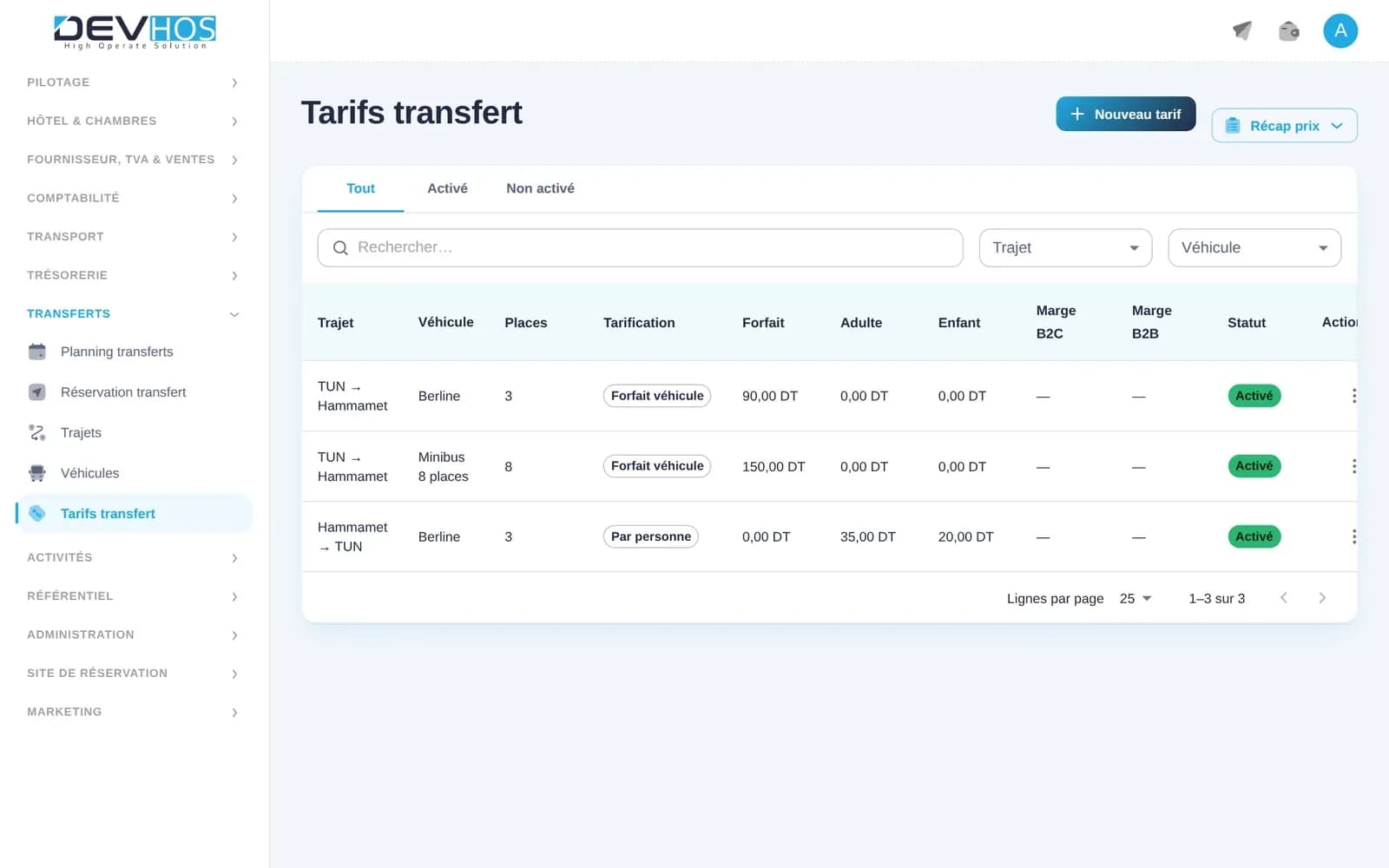 Devhost Travel — Transferts