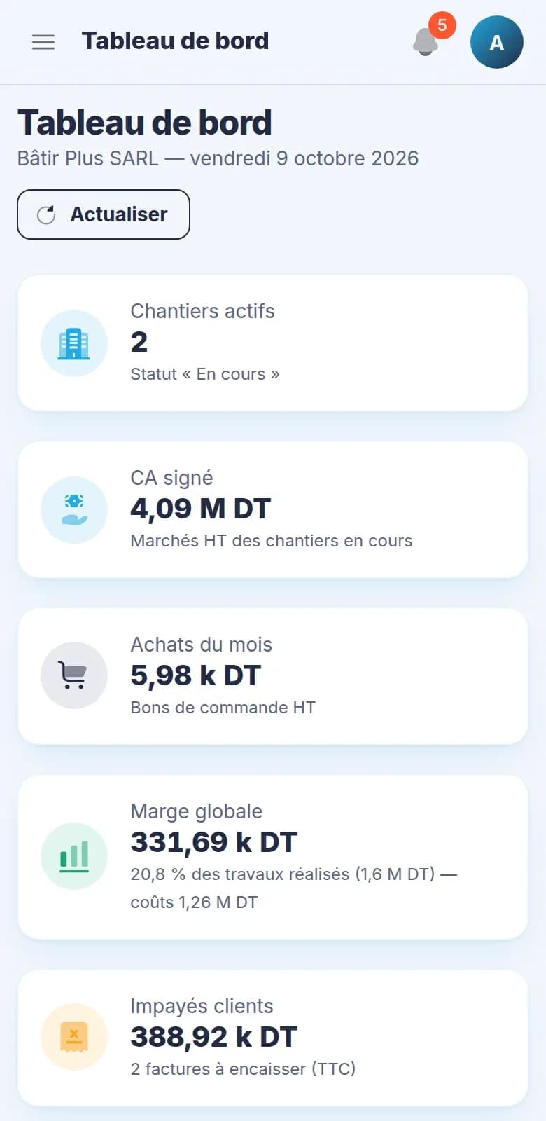 Immo — Tableau de bord mobile